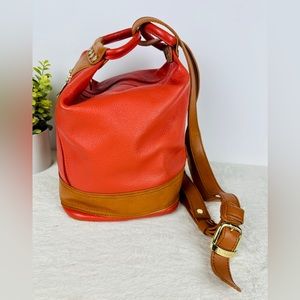 Valentina Convertible Bucket Hobo Bag / Side Sling Bag / Backpack Leather RARE
